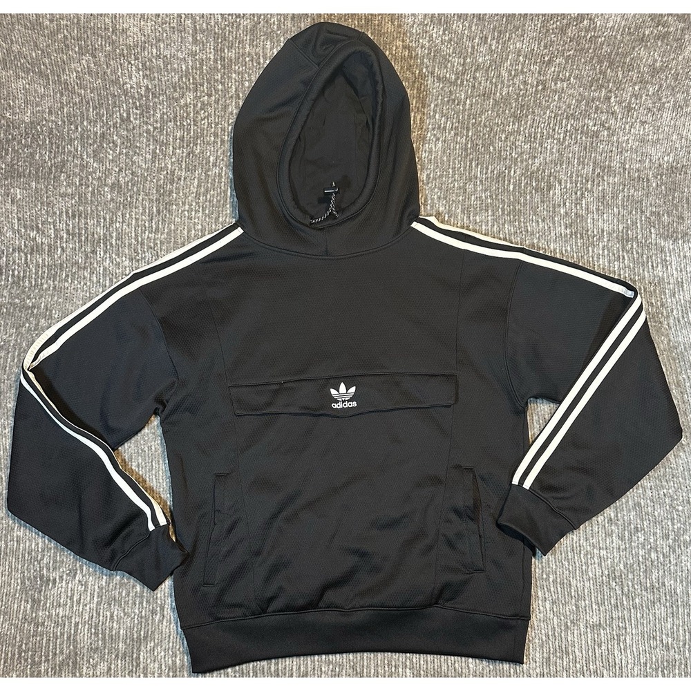 Adidas Men's Training Pullover Hoodie Black Size Medium 3-Stripes BS4528 2017